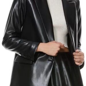 JOIE Vegan Faux Leather Oversized Black Blazer SIZE XS